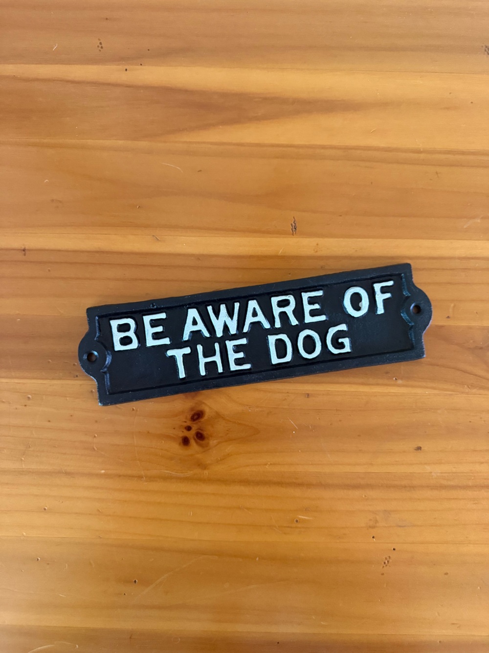 Black and White 'Be Aware of the Dog' Wall Plaque